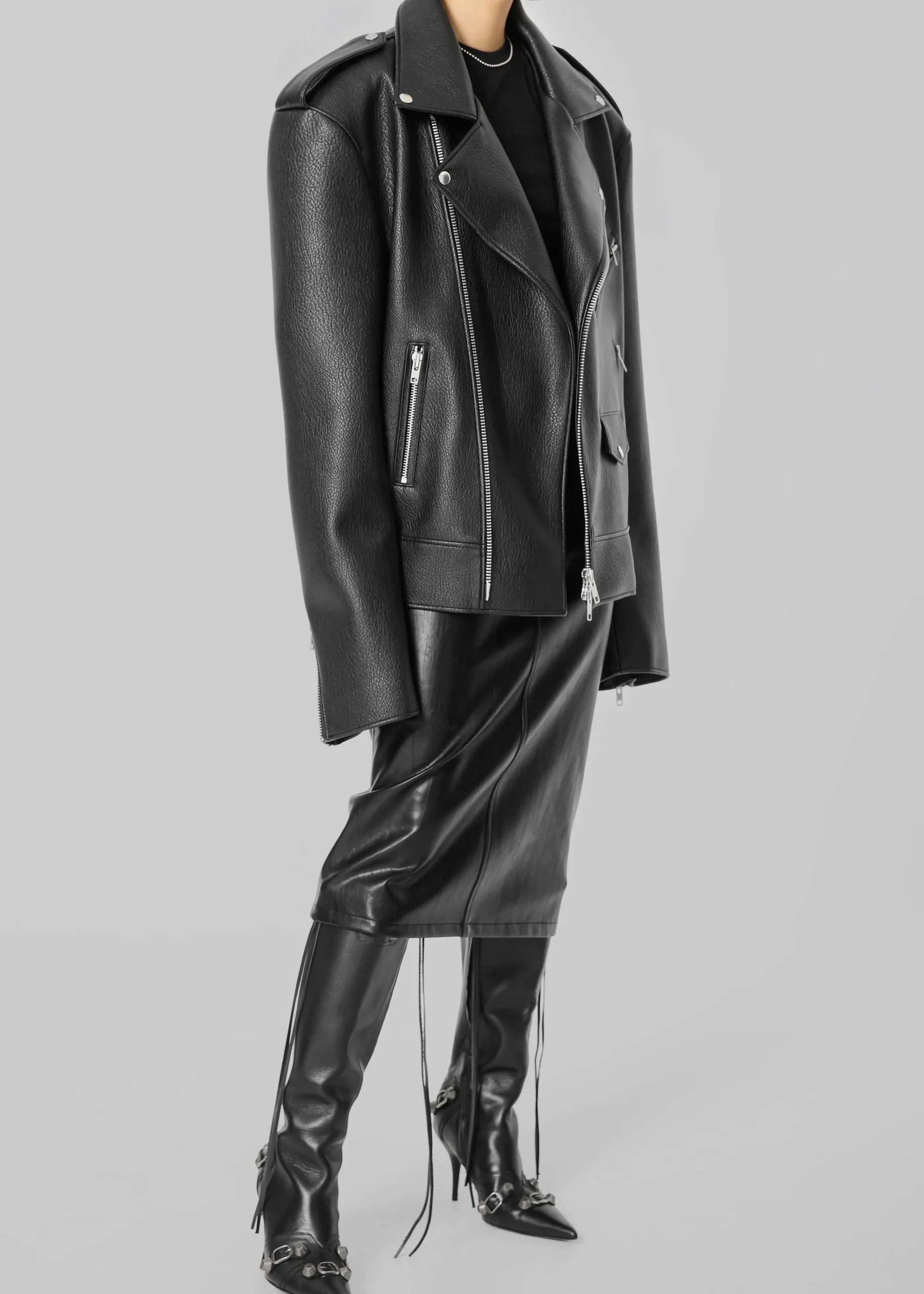 The Frankie Shop Chicago Oversized Perfecto Jacket Black Discount