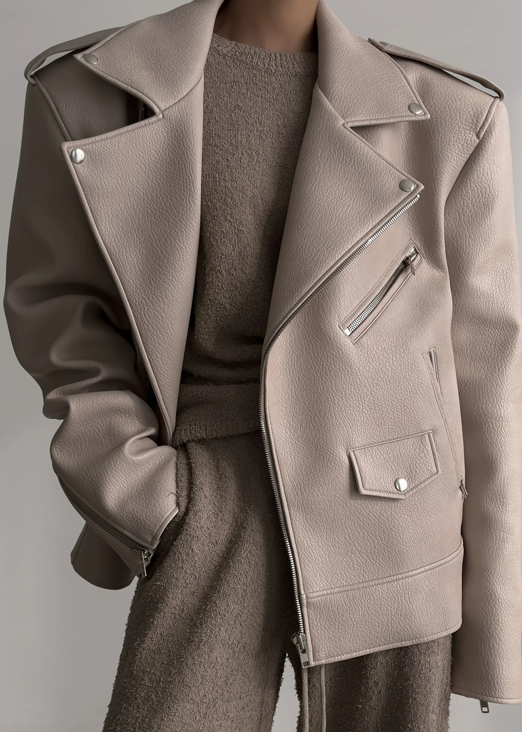 The Frankie Shop Chicago Oversized Perfecto Jacket Cream Sale