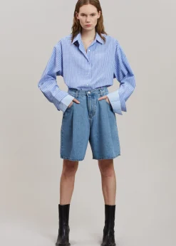 The Frankie Shop Christa Striped Shirt Blue Hot