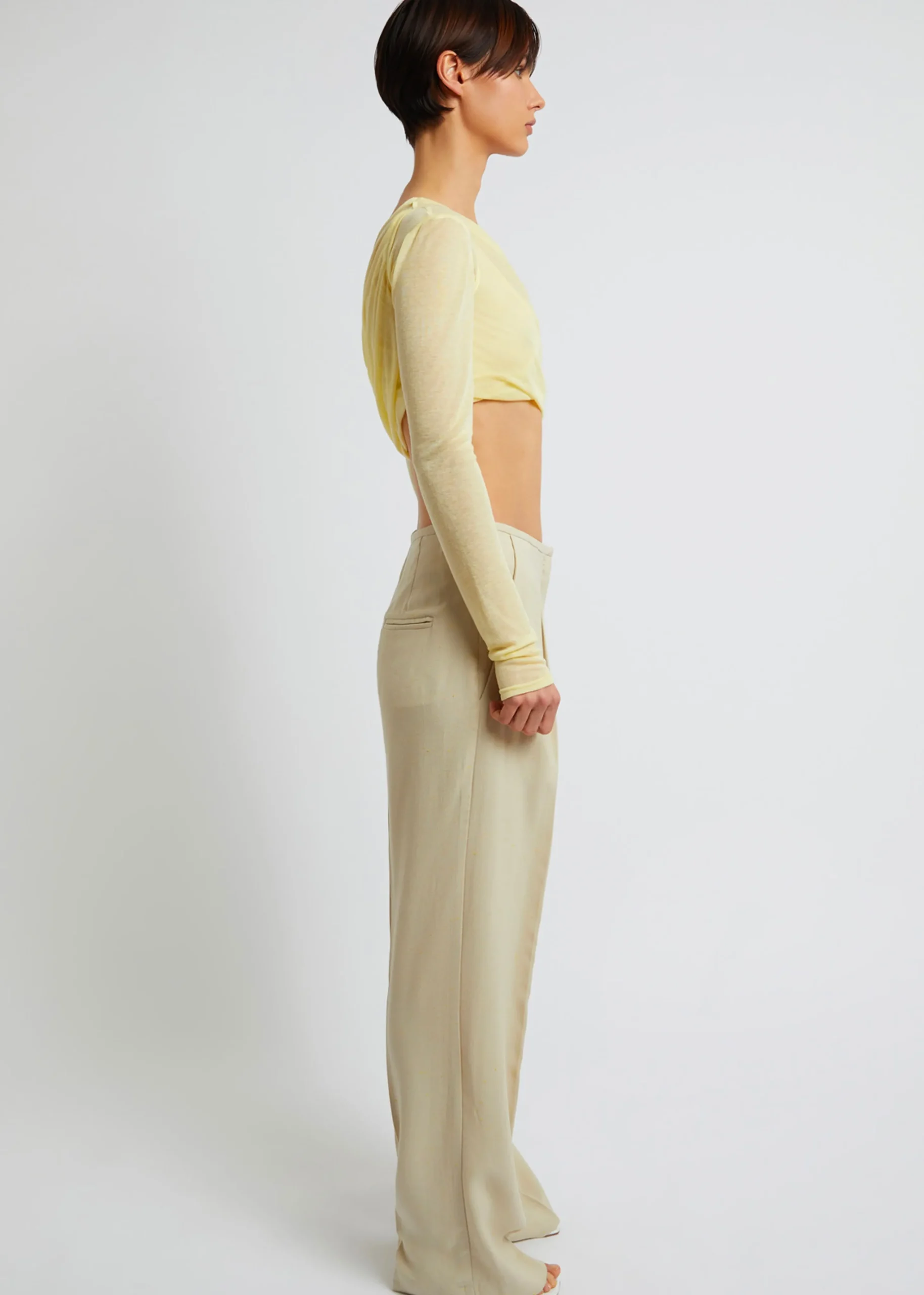 The Frankie Shop Christopher Esber Folded Crop L/S Top Custard Clearance