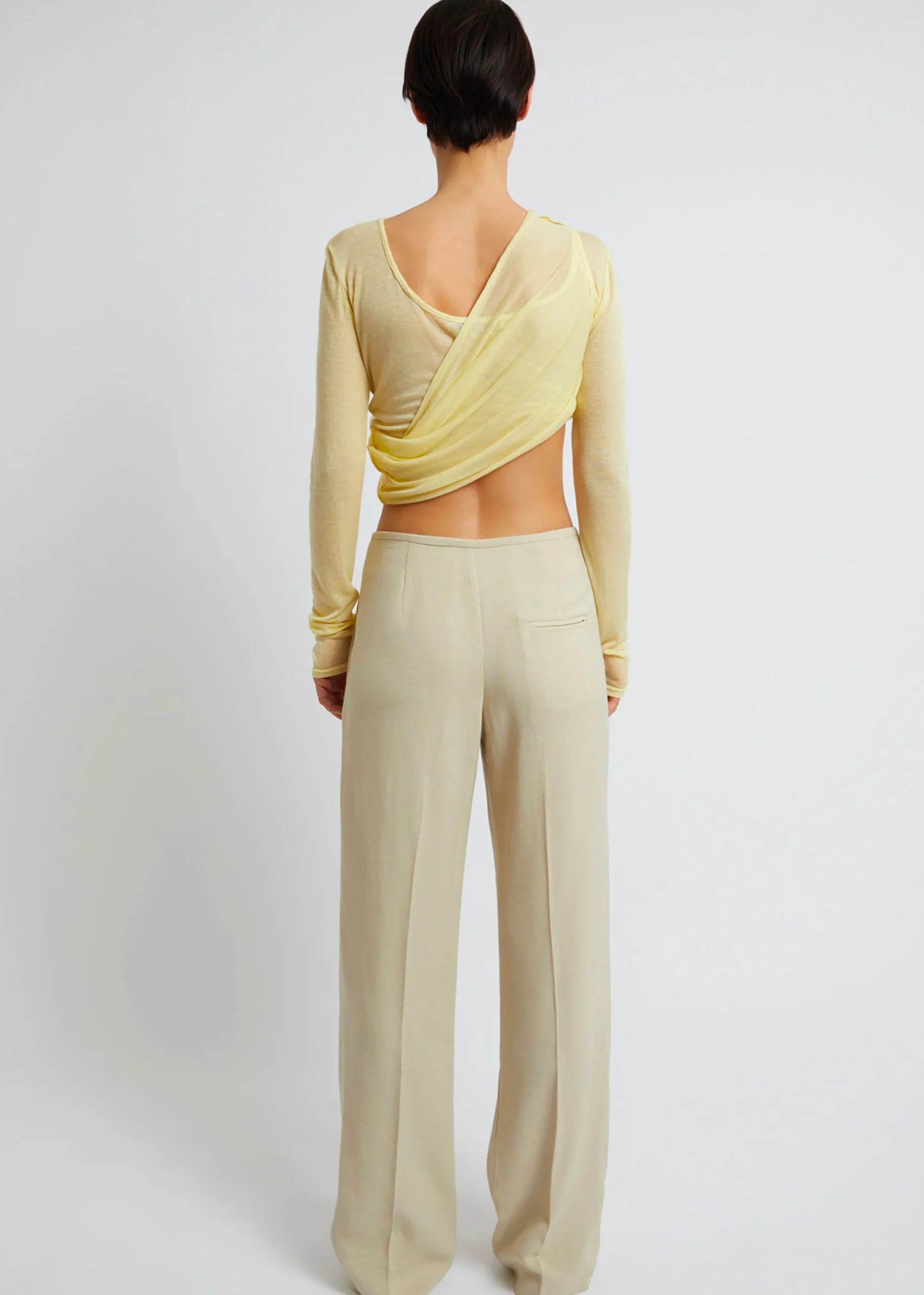 The Frankie Shop Christopher Esber Folded Crop L/S Top Custard Clearance