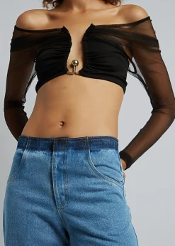 The Frankie Shop Christopher Esber Polar Orbit Shawl Crop Black Clearance