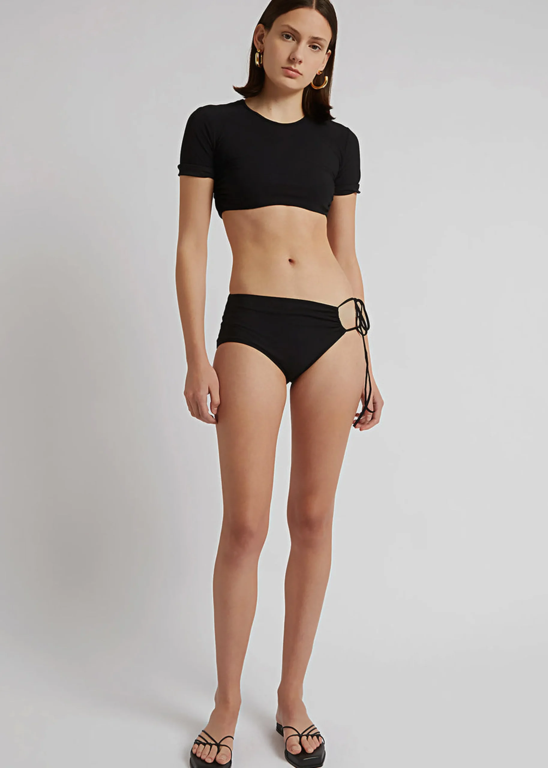 The Frankie Shop Christopher Esber Ruched Side Tie Brief Black Clearance