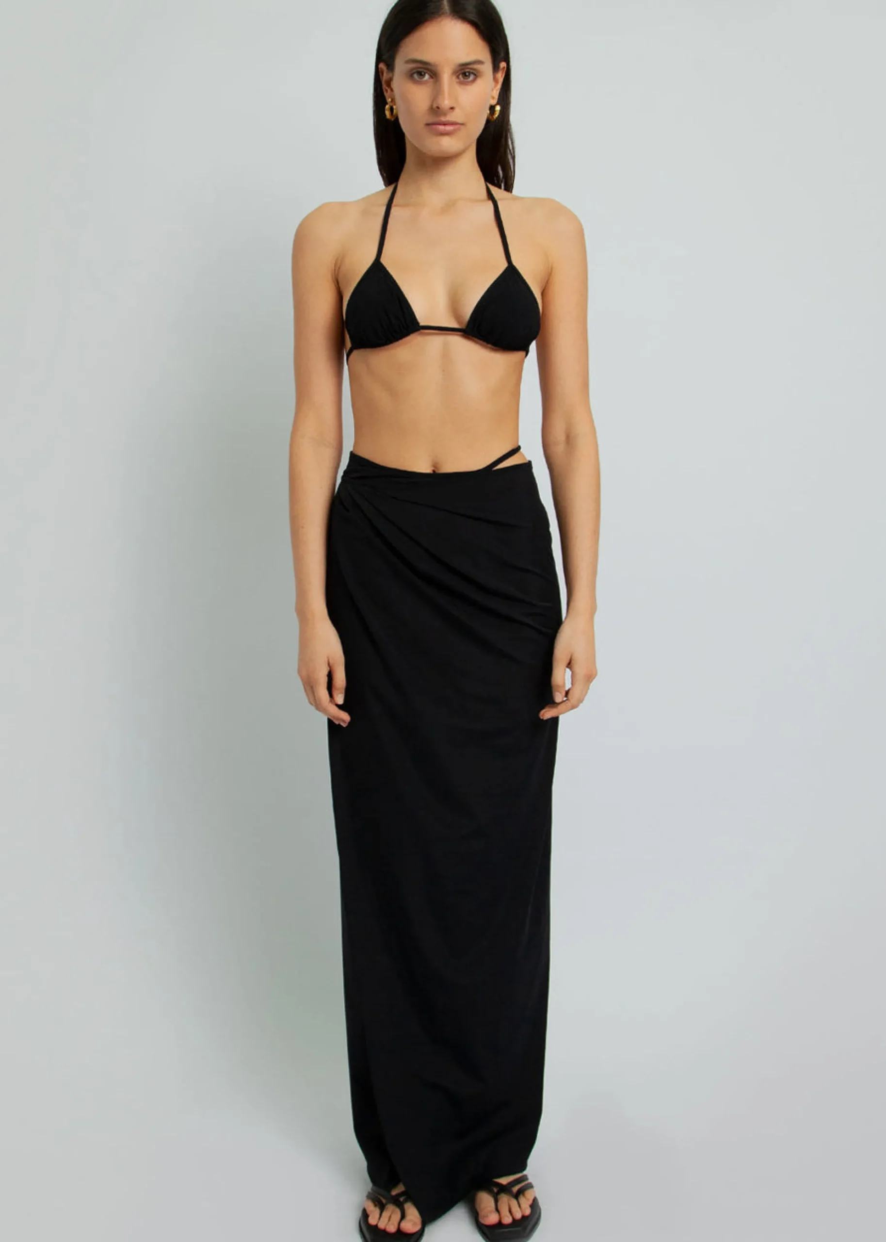 The Frankie Shop Christopher Esber Ruched Underbust Bikini Top Black Hot