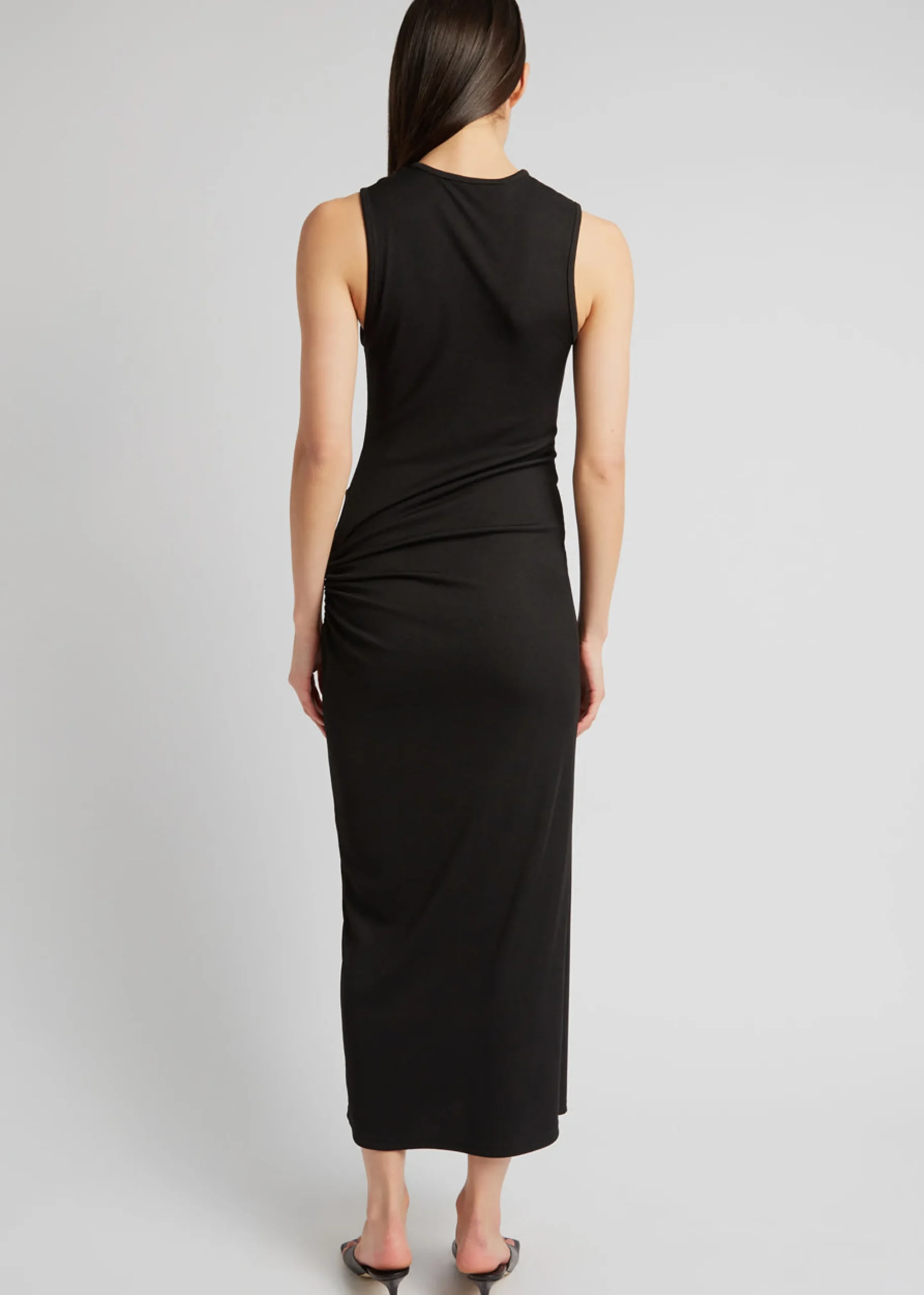 The Frankie Shop Christopher Esber Ruched Quartz Hip Tank Dress Black/Yellow Stones Hot