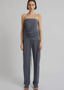 The Frankie Shop Christopher Esber Side Cowl Strapless Top Charcoal Clearance