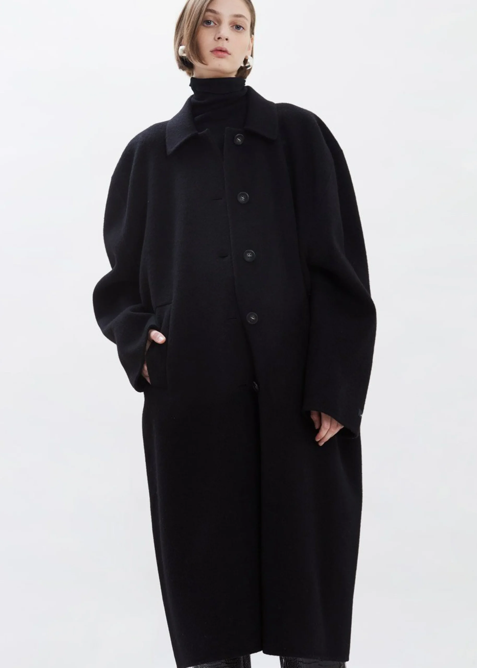 The Frankie Shop Clara Box Sleeve Coat Black Outlet