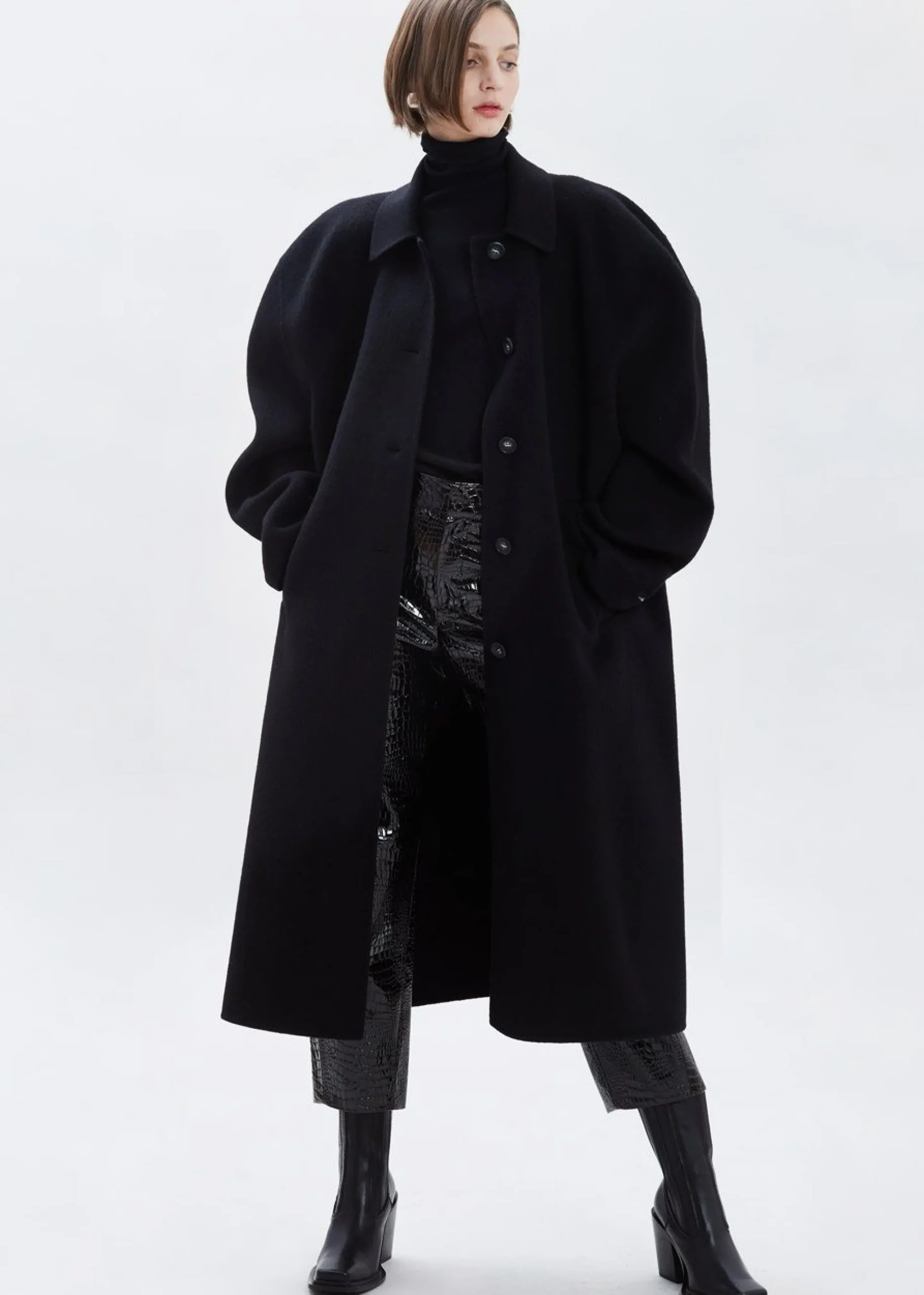 The Frankie Shop Clara Box Sleeve Coat Black Outlet