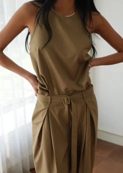 The Frankie Shop Clay Belted Pants Desert Taupe Best