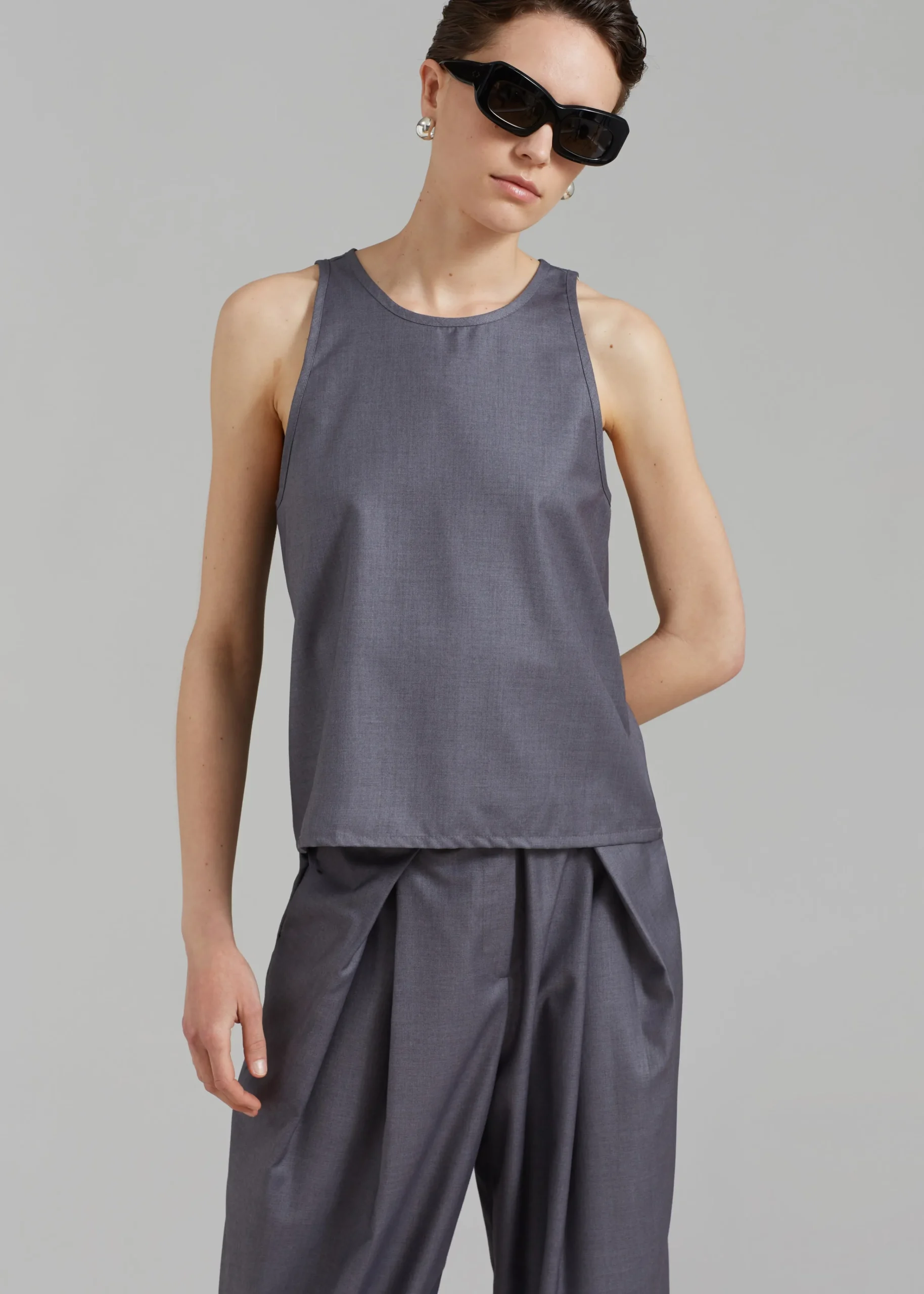 The Frankie Shop Clay Sleeveless Top Grey Discount