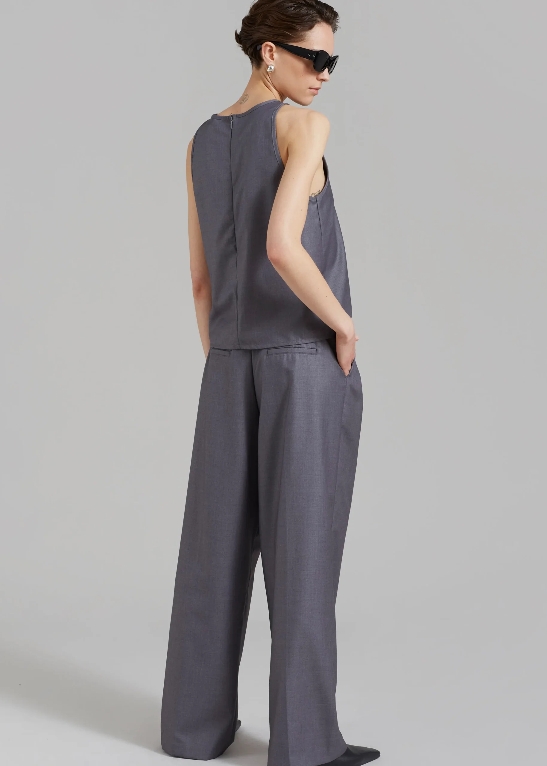 The Frankie Shop Clay Sleeveless Top Grey Discount
