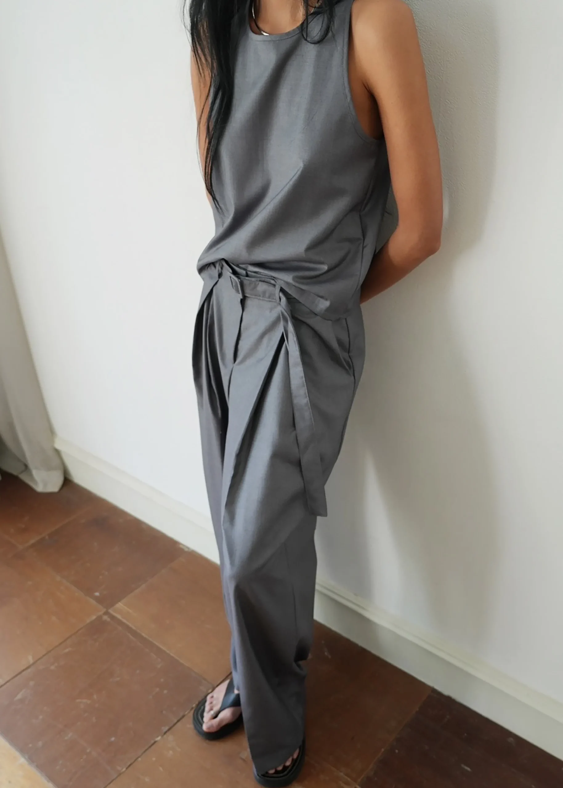 The Frankie Shop Clay Sleeveless Top Grey Discount