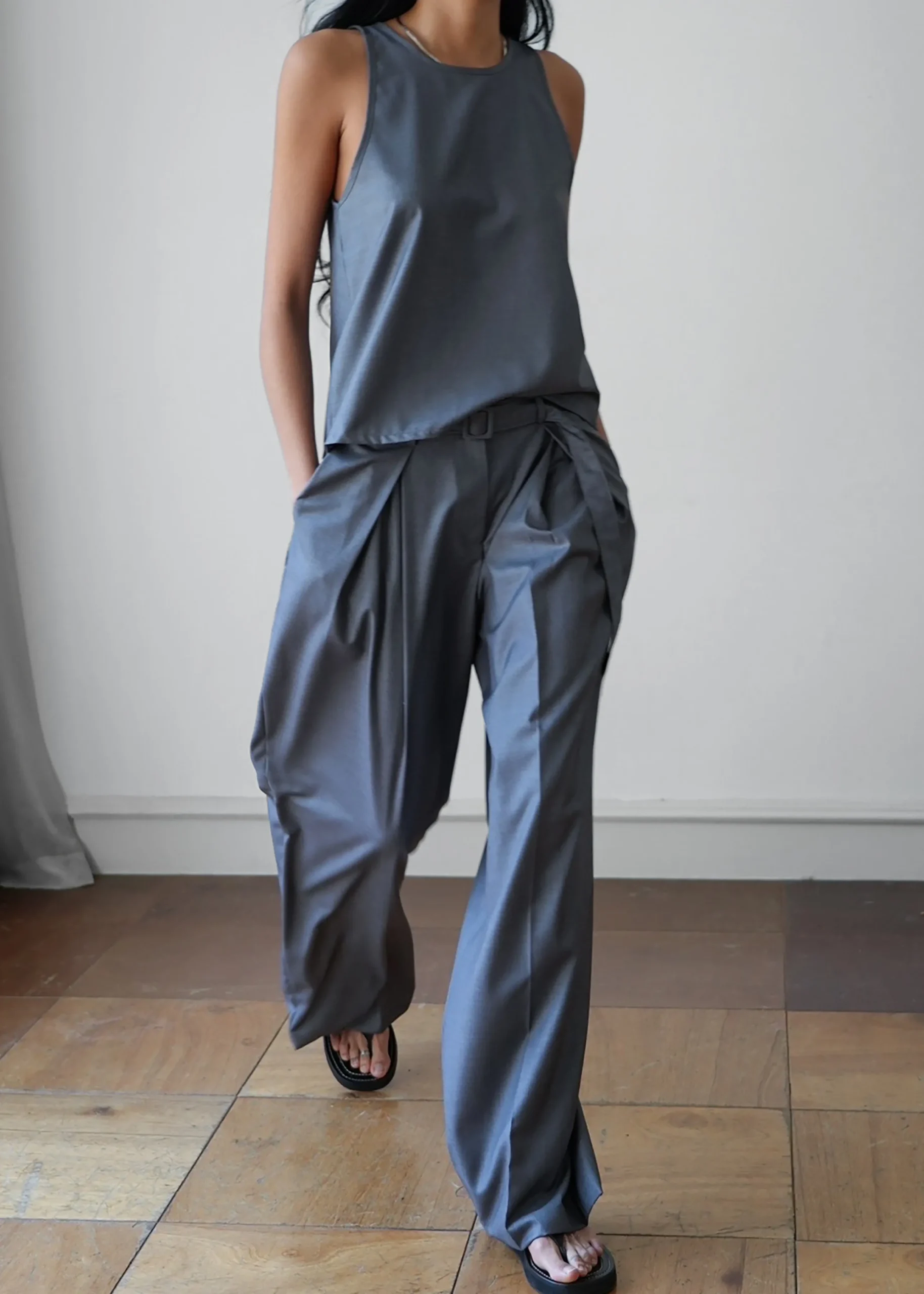 The Frankie Shop Clay Sleeveless Top Grey Discount