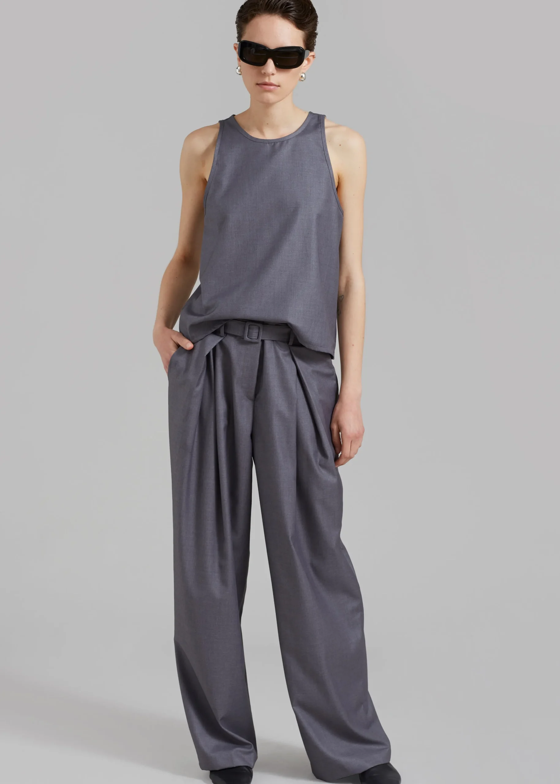 The Frankie Shop Clay Sleeveless Top Grey Discount