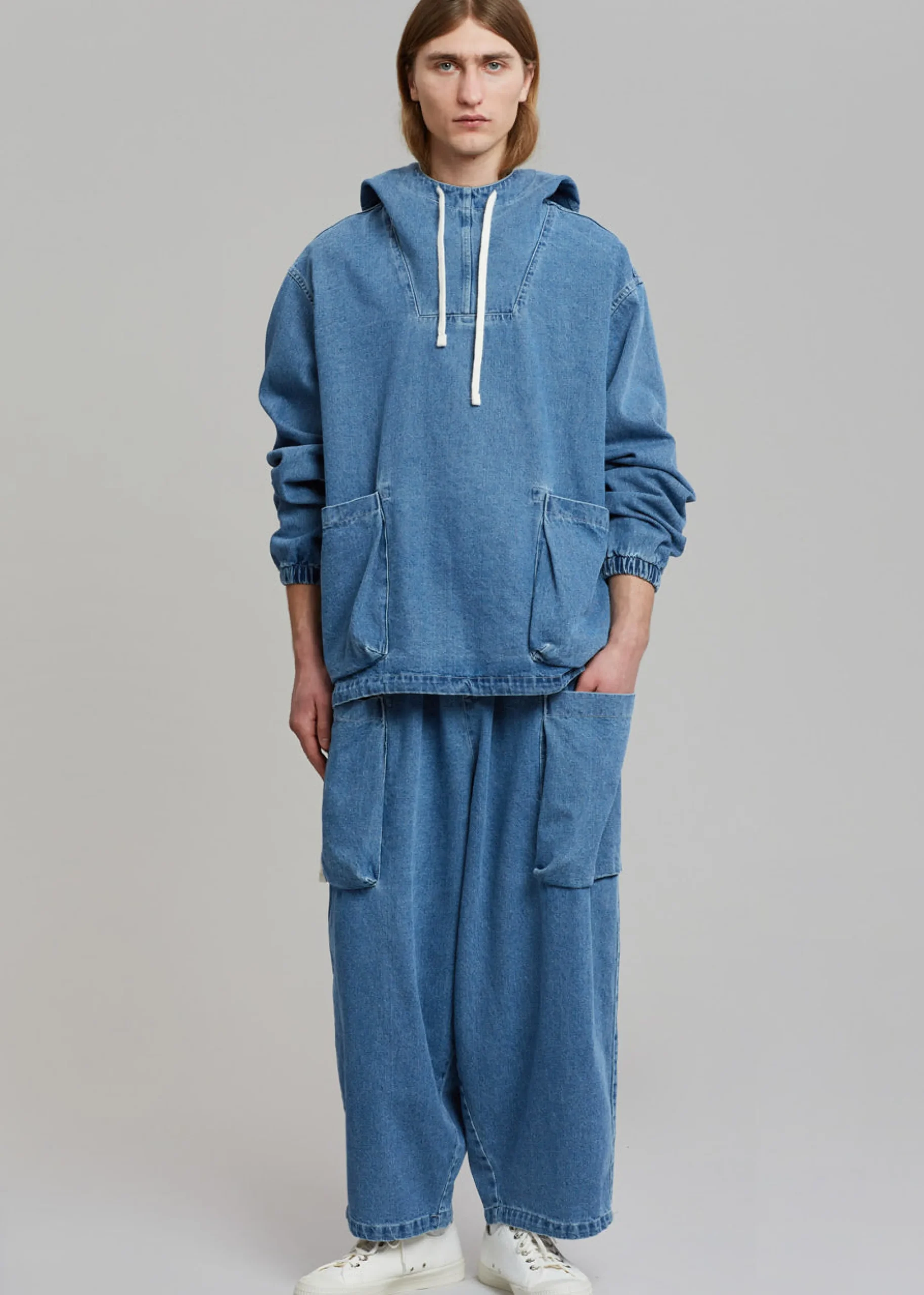 The Frankie Shop Cliff Denim Hoodie Worn Wash Online