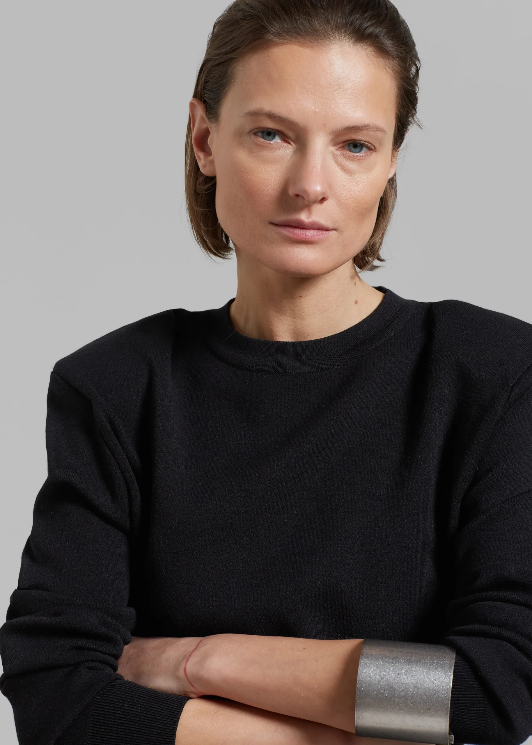 The Frankie Shop Clover Padded Knit Top Black Outlet