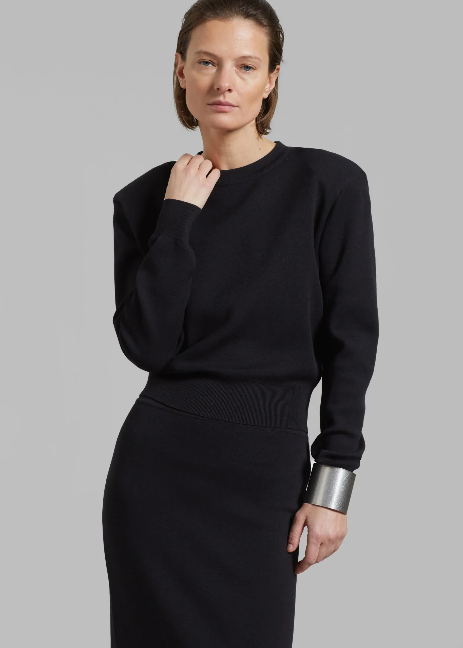 The Frankie Shop Clover Padded Knit Top Black Outlet