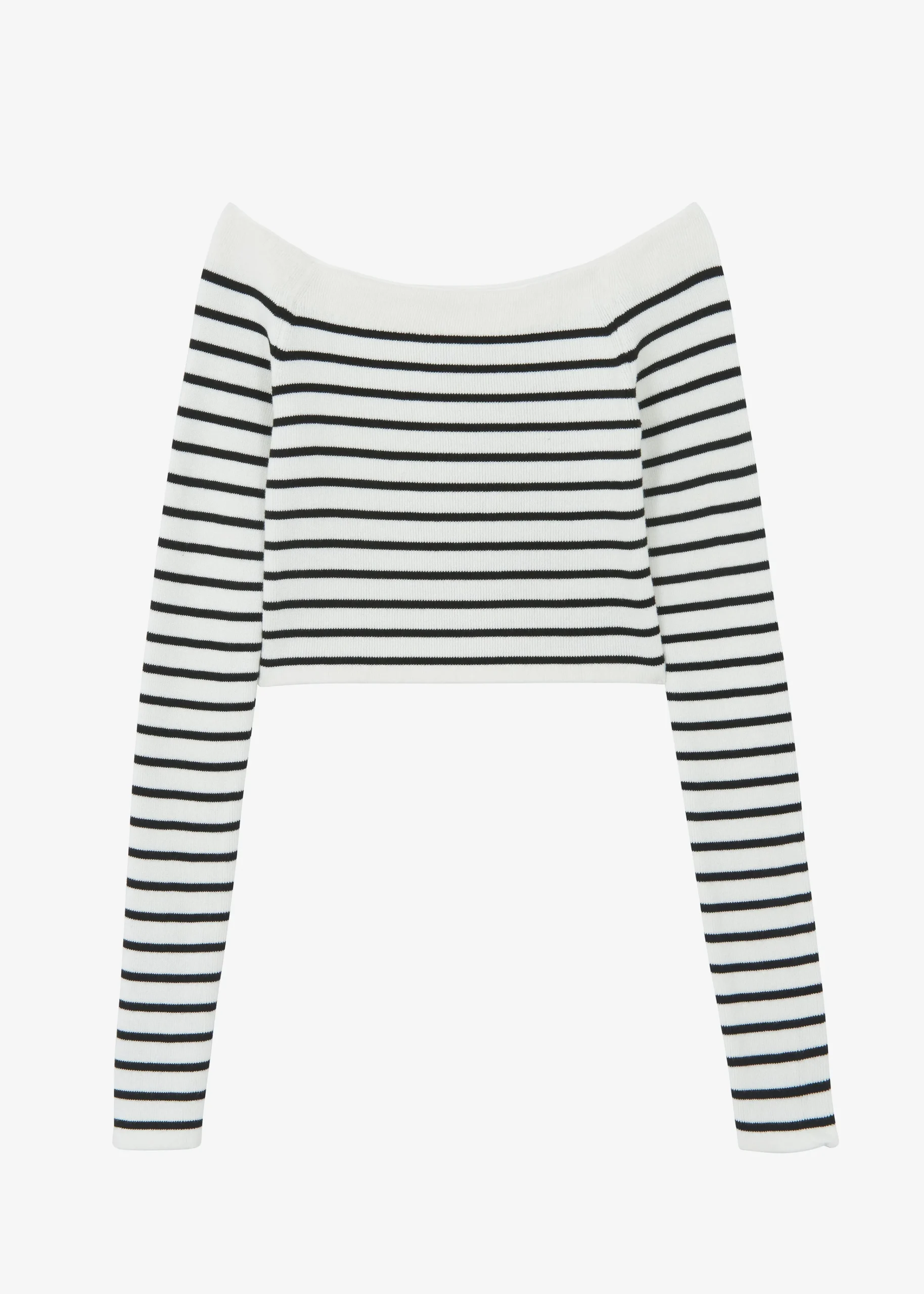 The Frankie Shop Coco White Off Shoulder Sweater Black Stripe Outlet