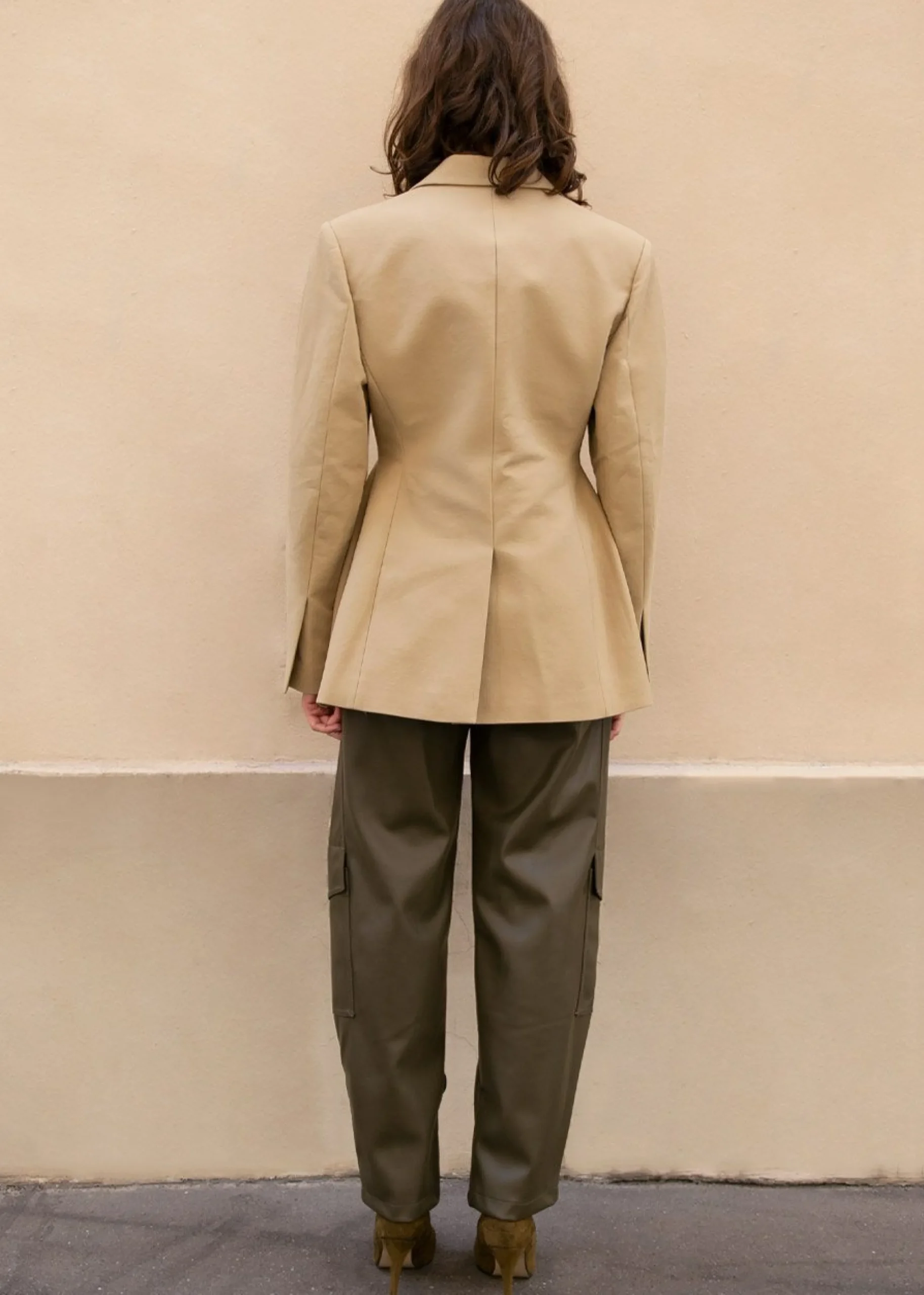 The Frankie Shop Colette Hourglass Blazer Camel New