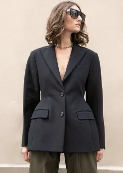 The Frankie Shop Colette Hourglass Blazer Black