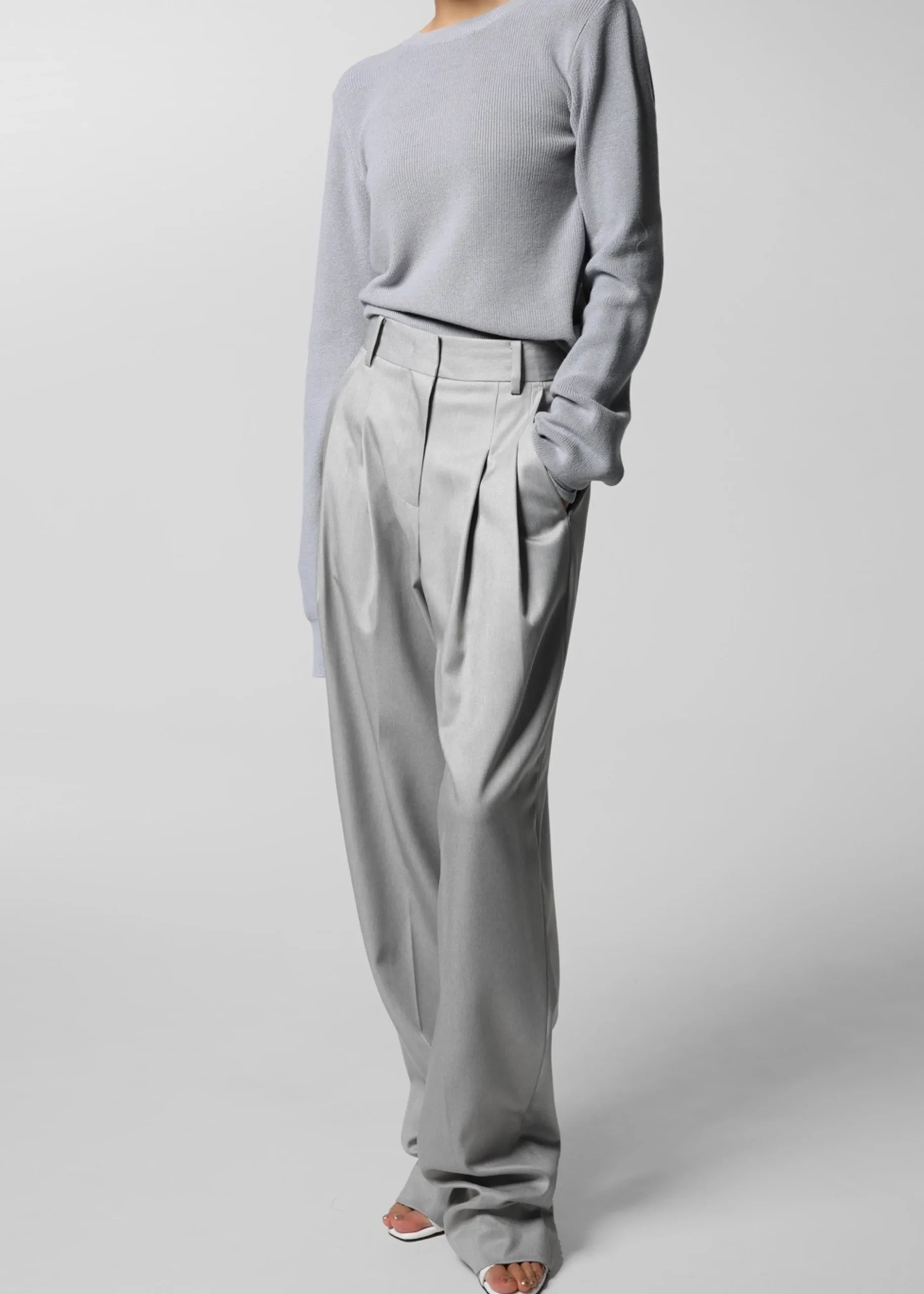The Frankie Shop Cooper Pintuck Trousers Grey Clearance