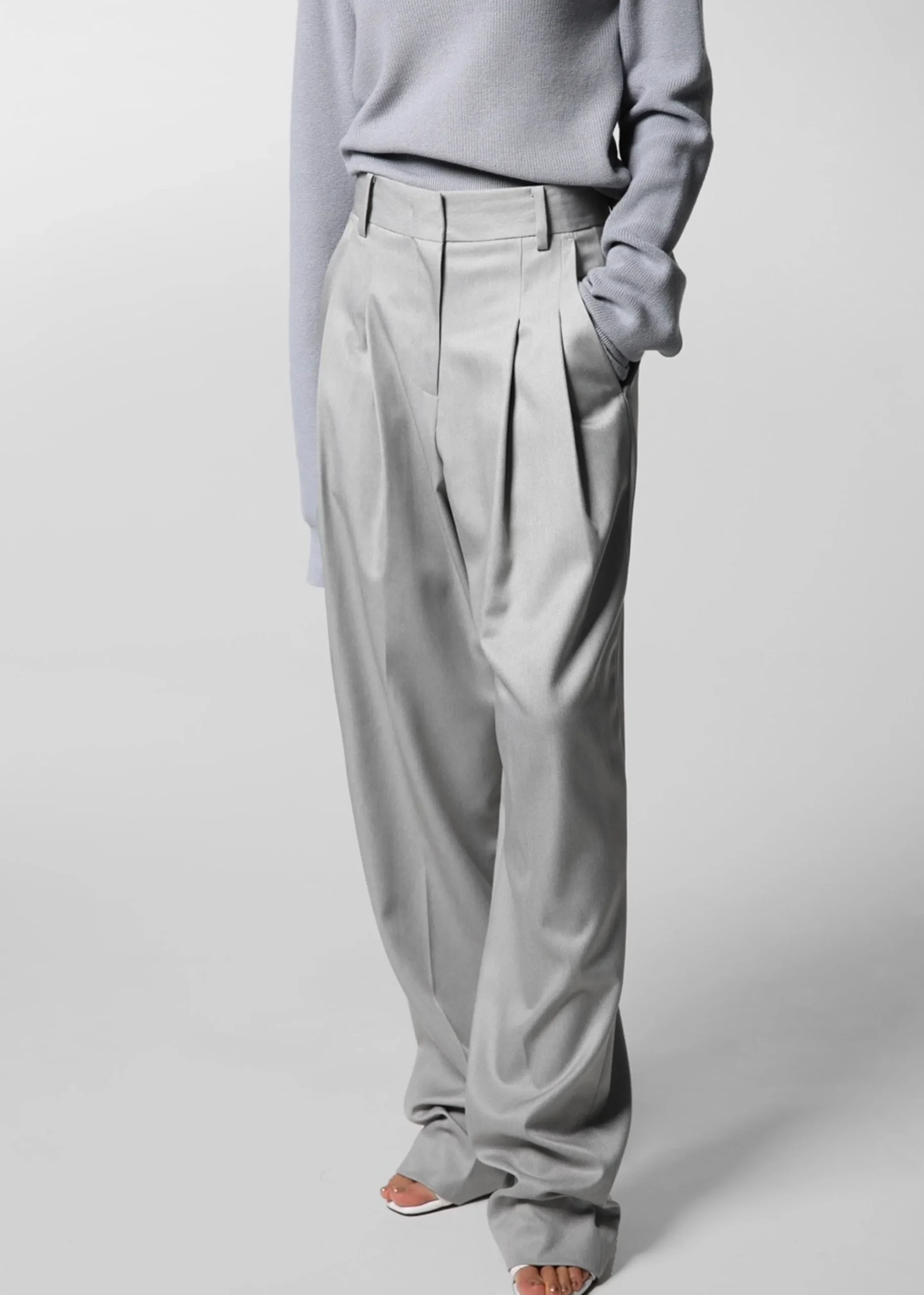 The Frankie Shop Cooper Pintuck Trousers Grey Clearance