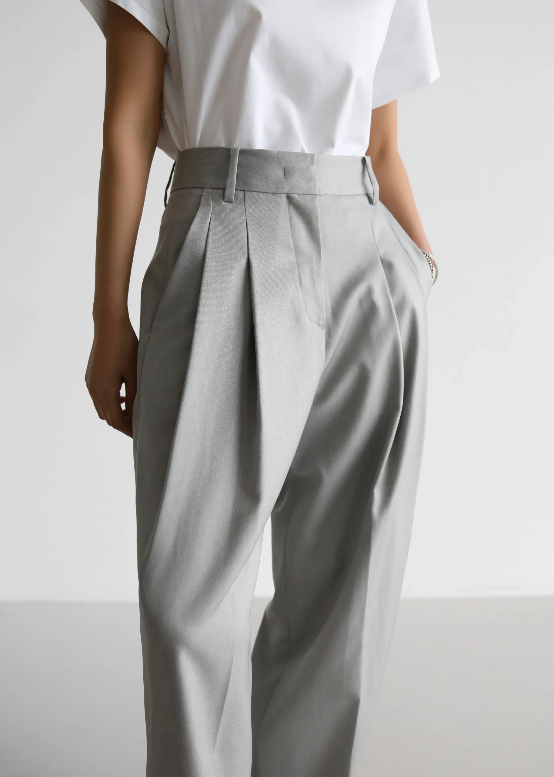 The Frankie Shop Cooper Pintuck Trousers Grey Clearance
