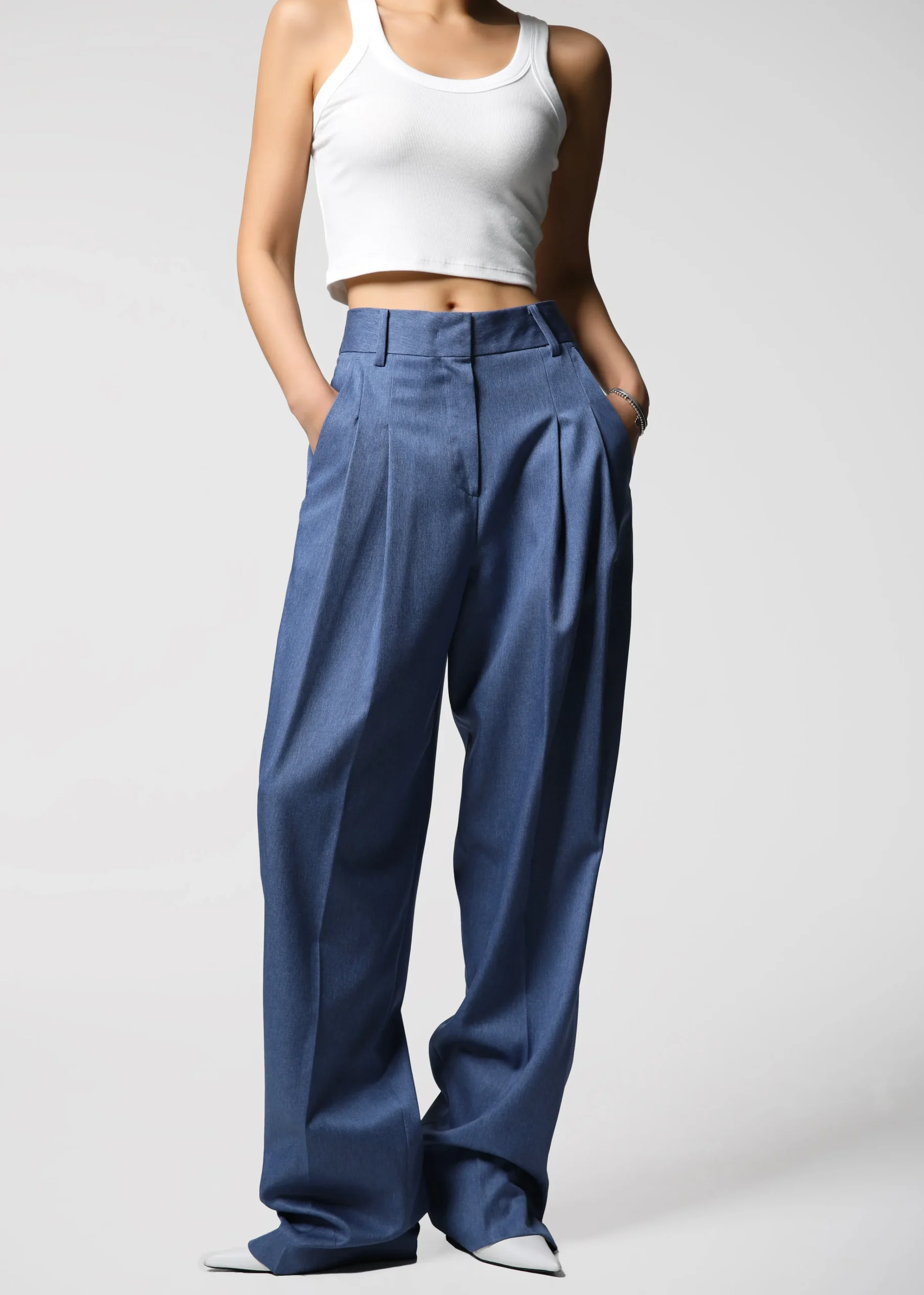 The Frankie Shop Cooper Pintuck Trousers Blue Best