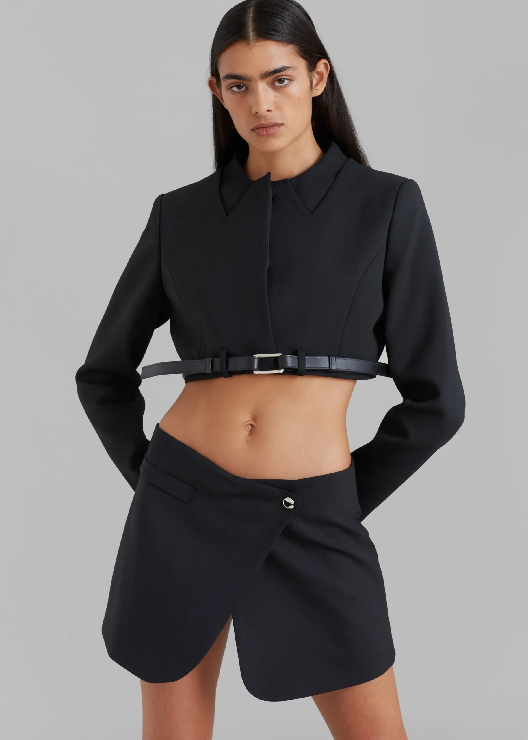 The Frankie Shop Coperni Cropped Trompe-L'Oeil Jacket Black