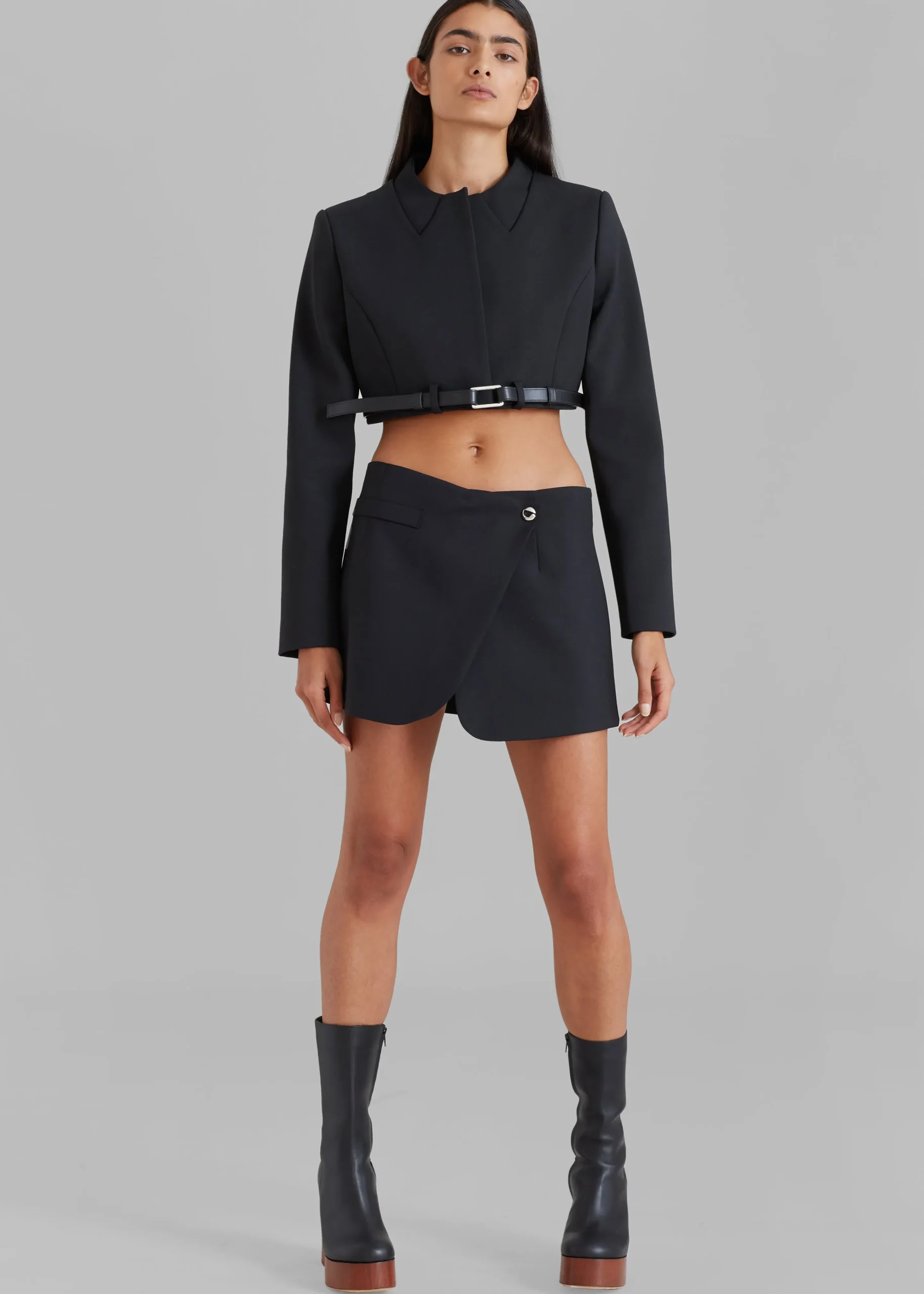 The Frankie Shop Coperni Cropped Trompe-L'Oeil Jacket Black