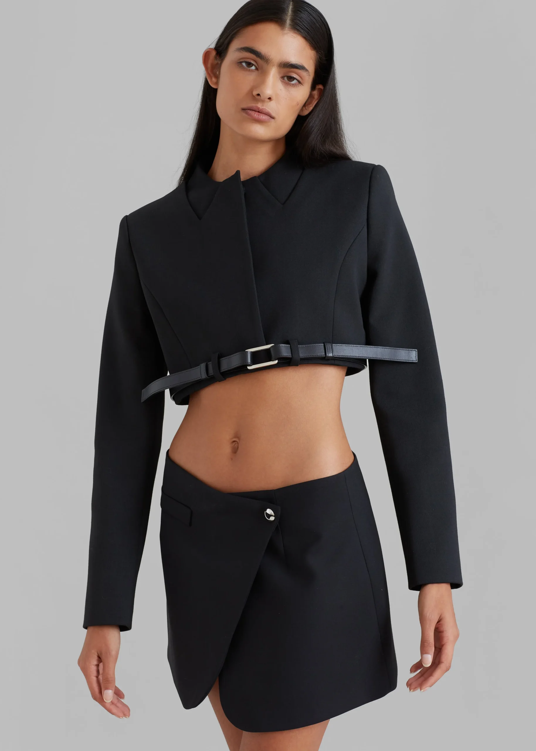 The Frankie Shop Coperni Cropped Trompe-L'Oeil Jacket Black