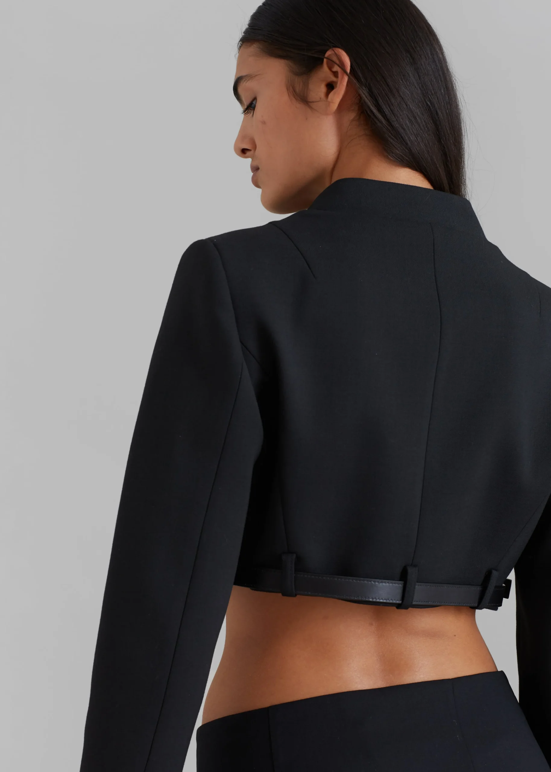 The Frankie Shop Coperni Cropped Trompe-L'Oeil Jacket Black