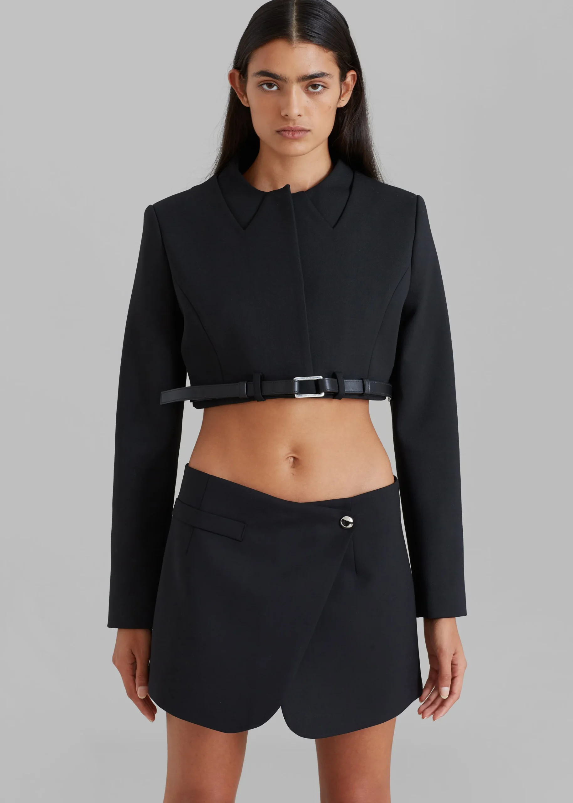 The Frankie Shop Coperni Cropped Trompe-L'Oeil Jacket Black
