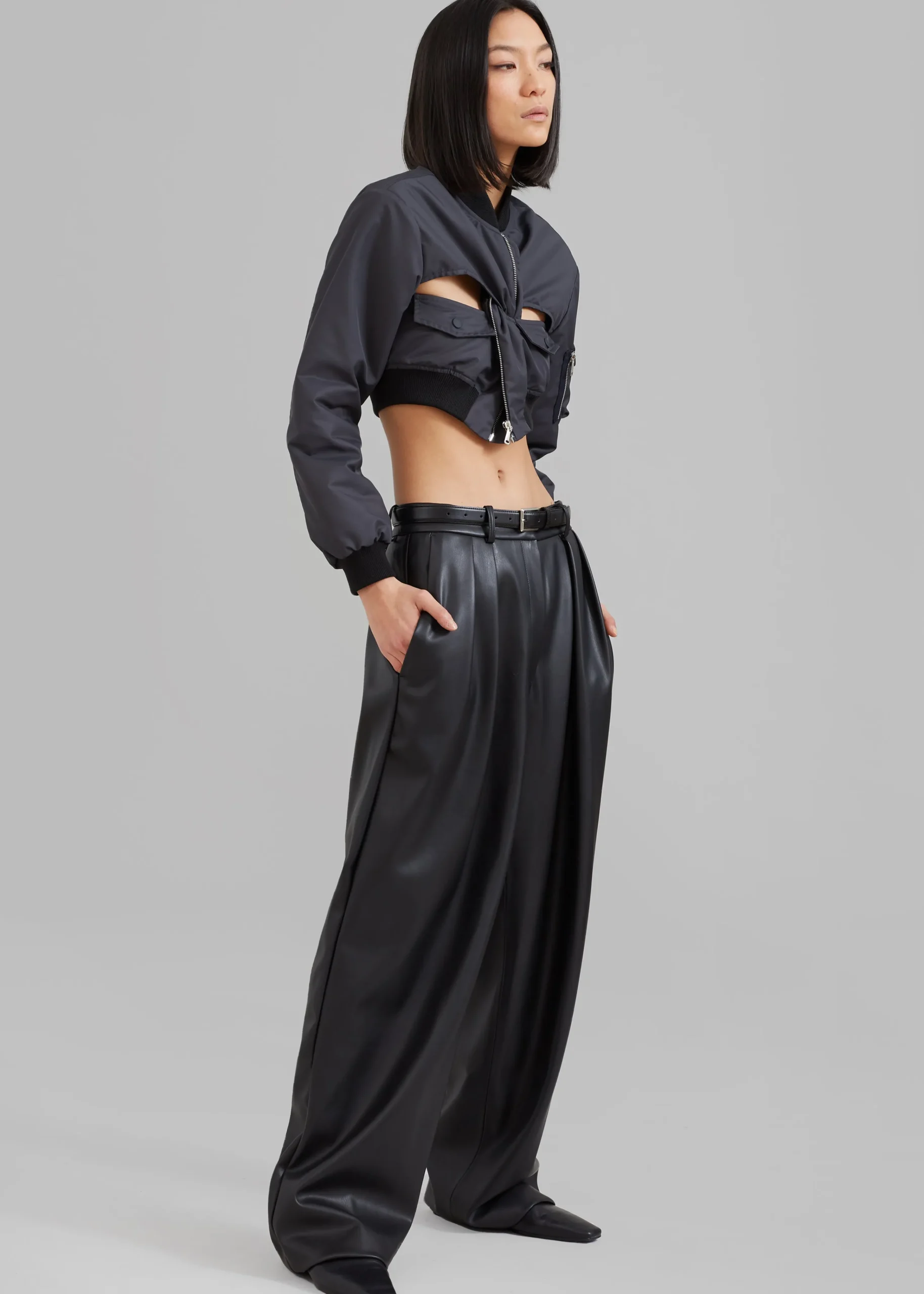 The Frankie Shop Coperni Cut-Out Cropped Bomber Jacket Concrete New