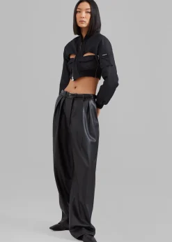The Frankie Shop Coperni Cut-Out Cropped Bomber Jacket Black Clearance