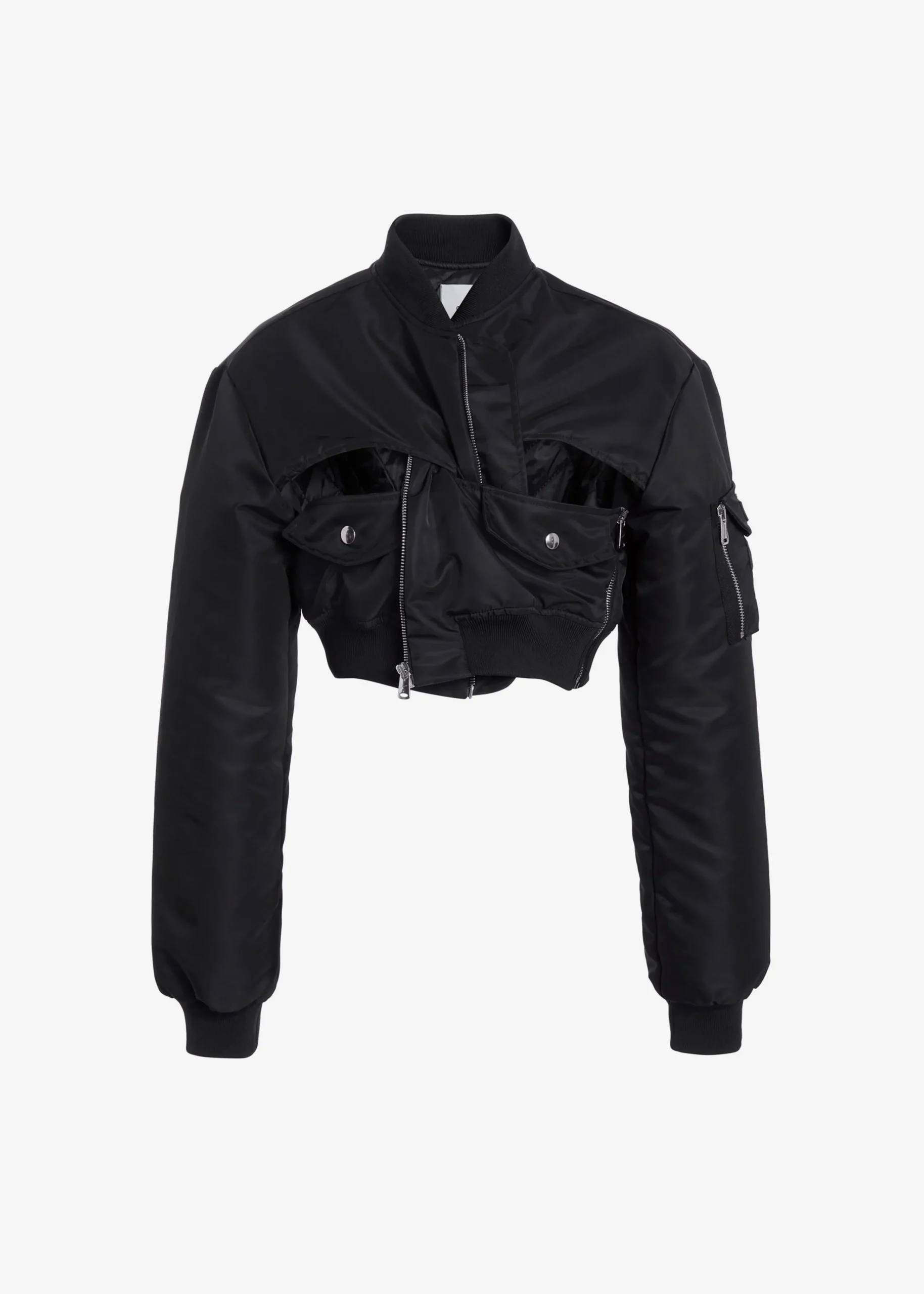 The Frankie Shop Coperni Cut-Out Cropped Bomber Jacket Black Clearance