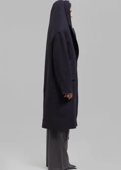 The Frankie Shop Coperni Hooded Double-Breasted Coat Dark Navy Online