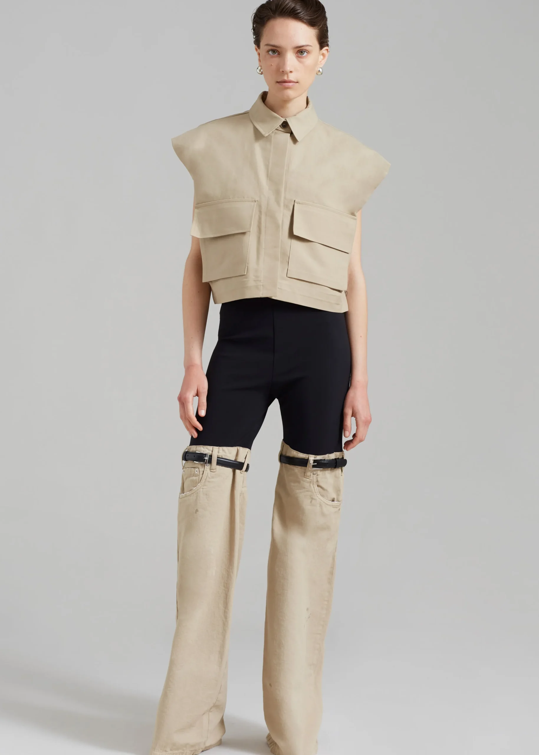 The Frankie Shop Coperni Hybrid Denim Trousers Black/Beige Best