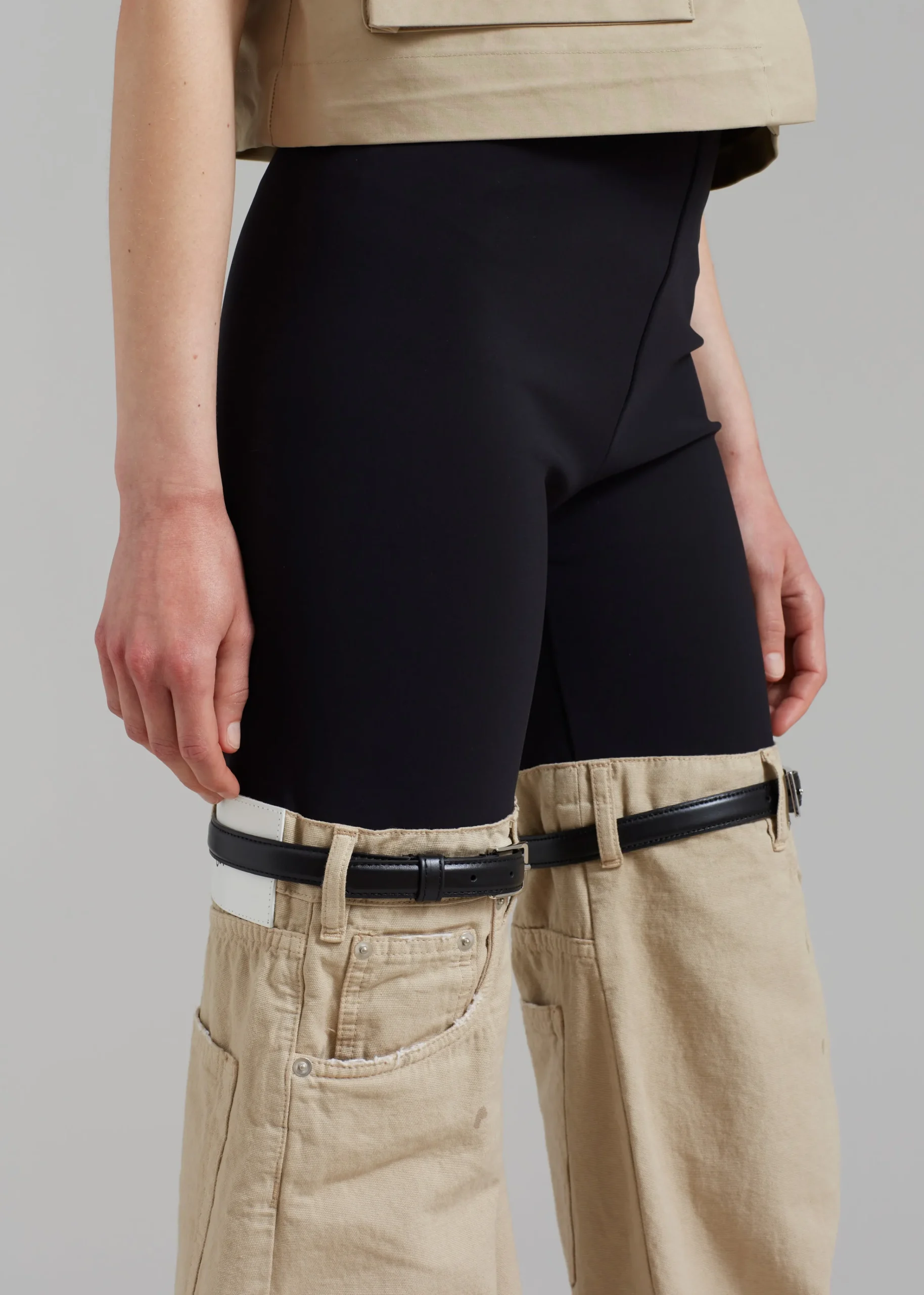 The Frankie Shop Coperni Hybrid Denim Trousers Black/Beige Best