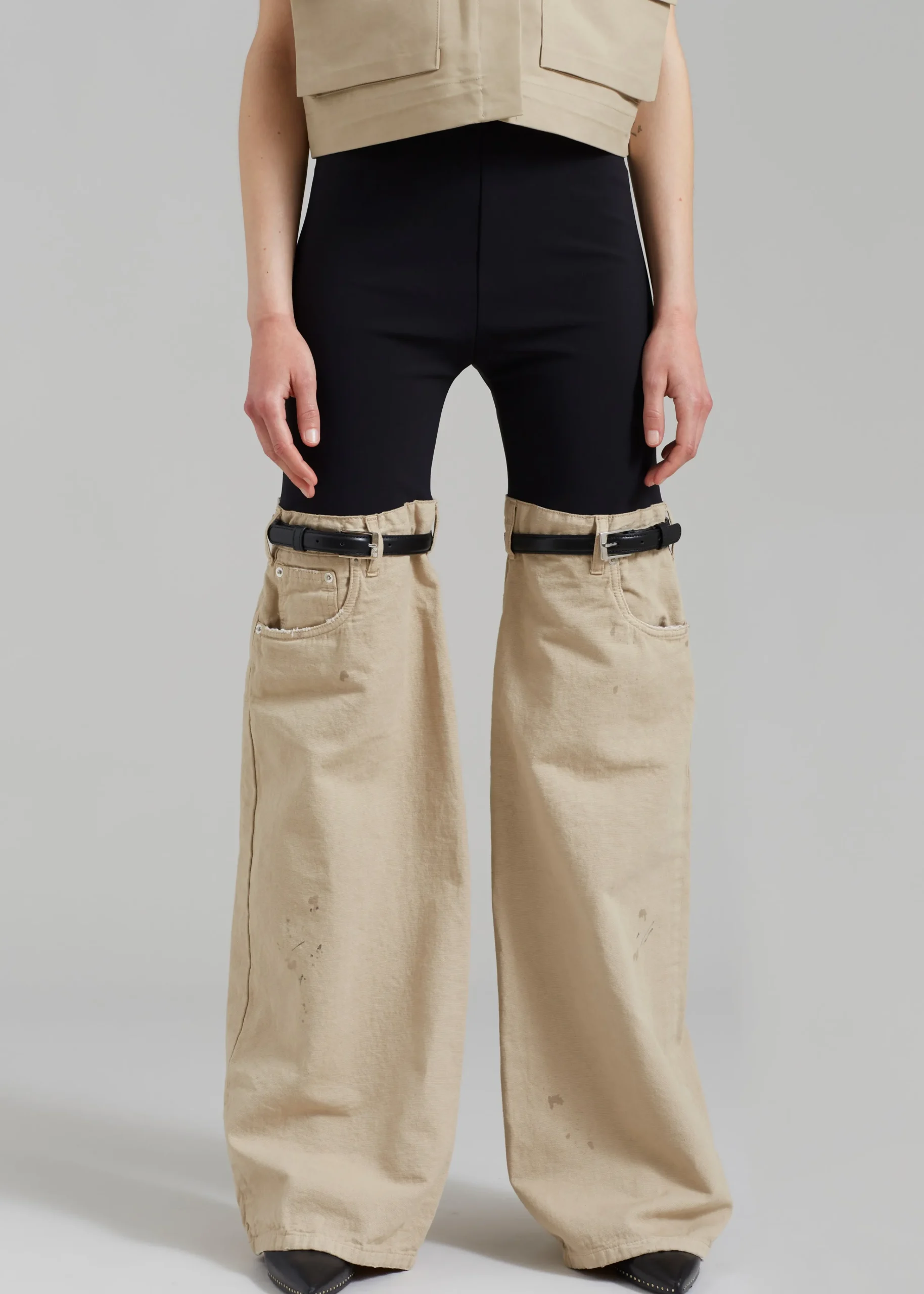 The Frankie Shop Coperni Hybrid Denim Trousers Black/Beige Best