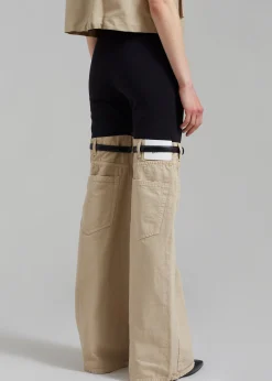 The Frankie Shop Coperni Hybrid Denim Trousers Black/Beige Best