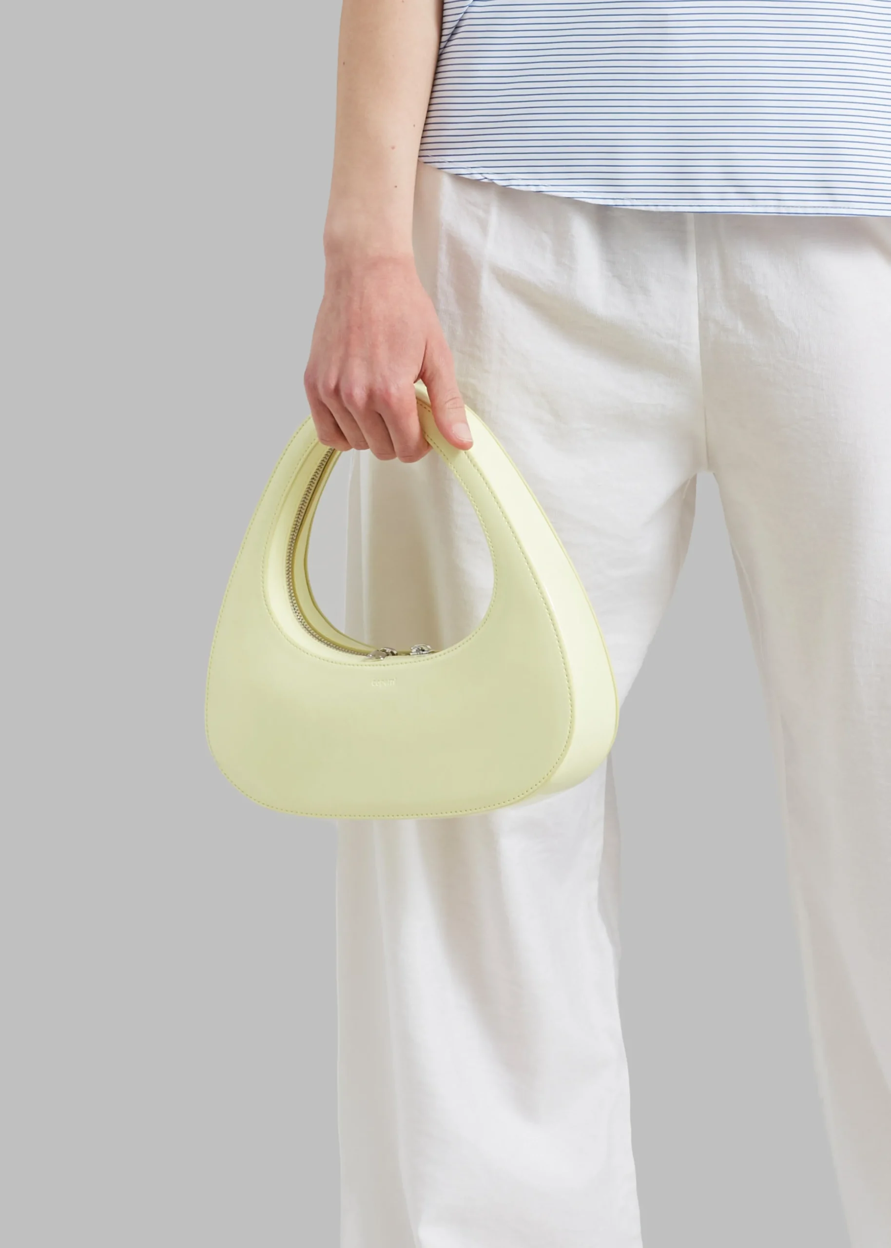 The Frankie Shop Coperni Patent Baguette Swipe Bag Light Yellow Online