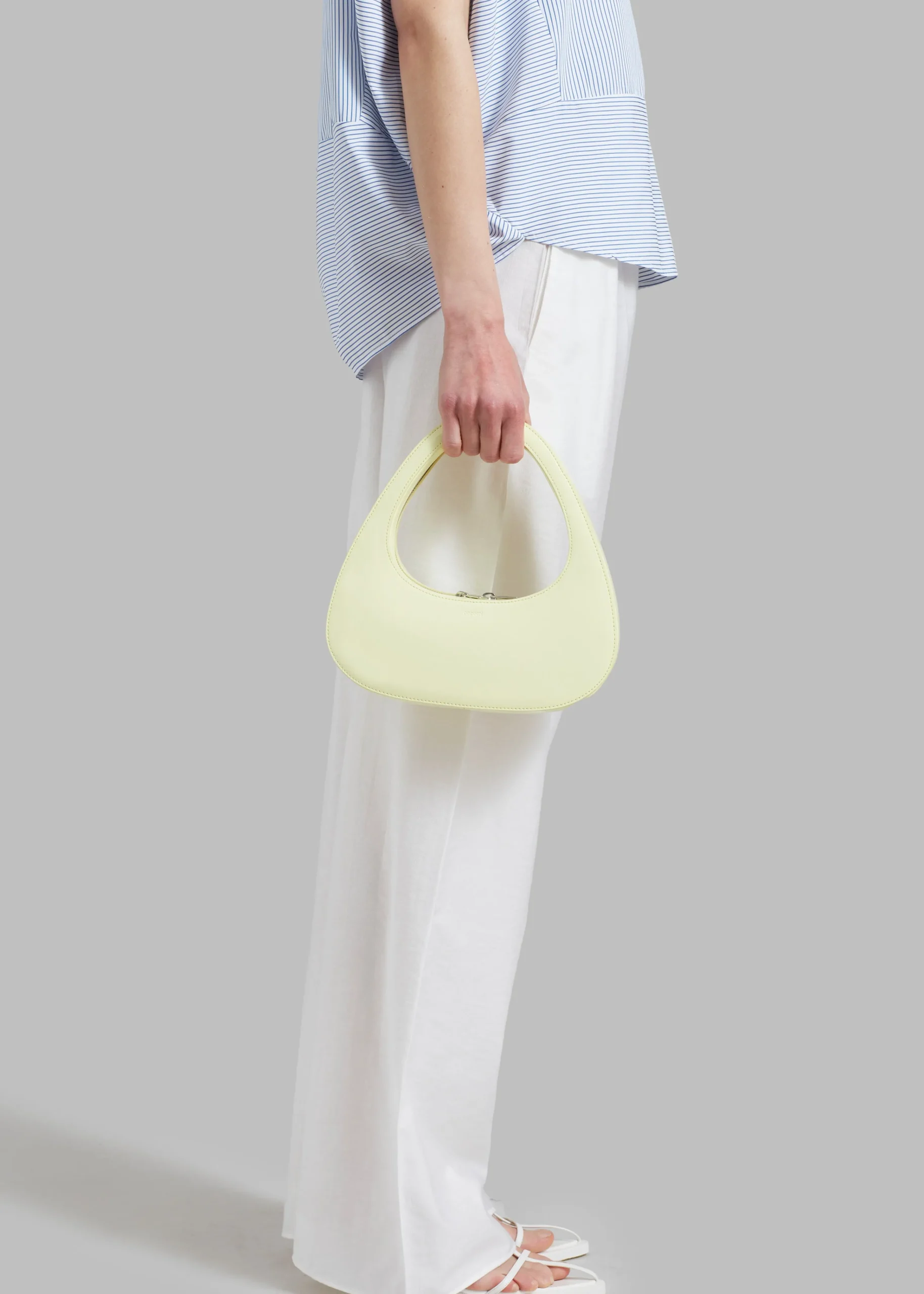 The Frankie Shop Coperni Patent Baguette Swipe Bag Light Yellow Online