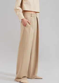 The Frankie Shop Corrin Pleated Trousers Beige Outlet