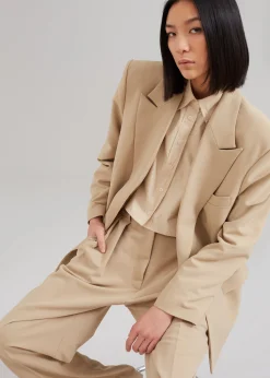 The Frankie Shop Corrin Pleated Trousers Beige Outlet