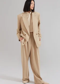 The Frankie Shop Corrin Pleated Trousers Beige Outlet