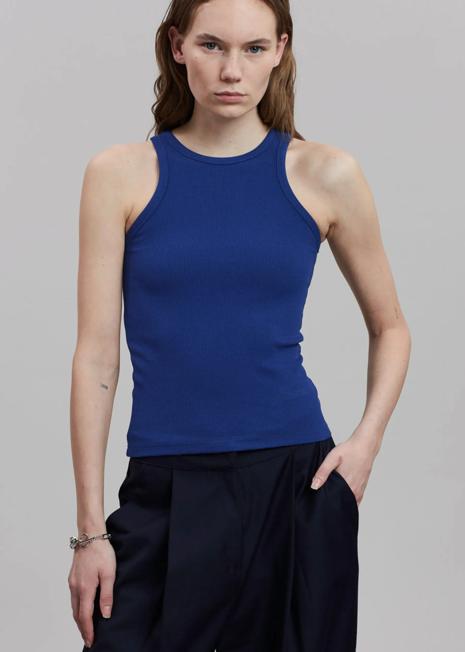 The Frankie Shop Corsy Ribbed Tank Navy Outlet