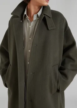 The Frankie Shop Croft Oversized Coat Olive Hot