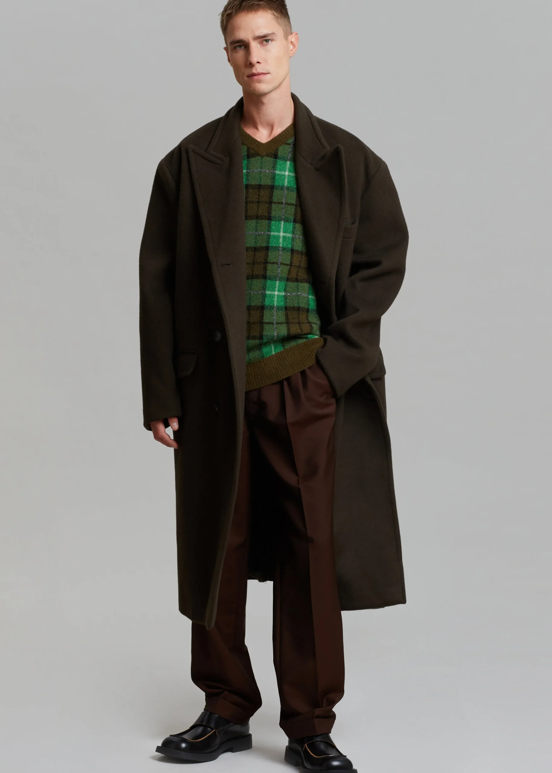The Frankie Shop Curtis Oversized Coat Dark Brown