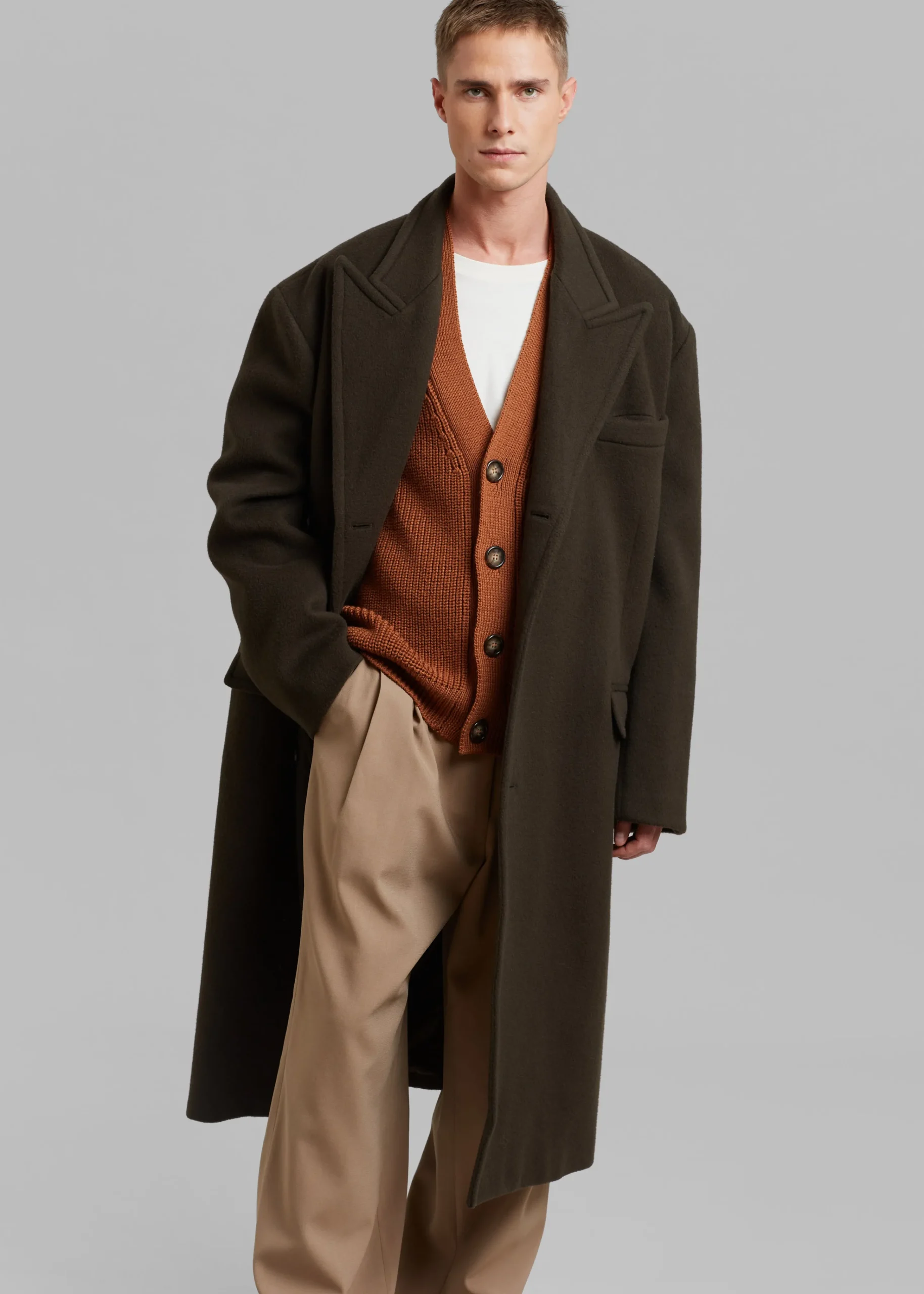 The Frankie Shop Curtis Oversized Coat Dark Brown
